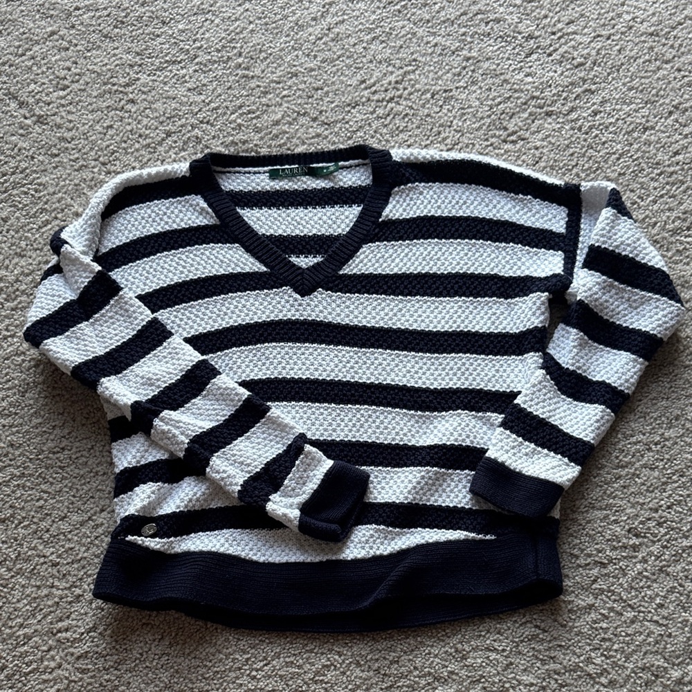 Ralph Lauren Navy and White Knit Sweater
